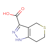 Chemical structure of 1H,4H,6H,7H-thiopyrano[4,3-c]pyrazole-3-carboxylic acid - CSSB00012002250
