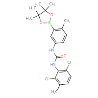 Chemical structure of 3-(2,6-dichloro-3-methylphenyl)-1-[4-methyl-3-(4,4,5,5-tetramethyl-1,3,2-dioxaborolan-2-yl)phenyl]urea - CSSB21332087940