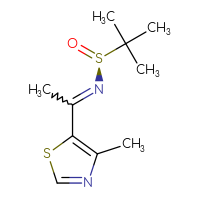 Chemical structure of (S)-2-methyl-N-[1-(4-methyl-1,3-thiazol-5-yl)ethylidene]propane-2-sulfinamide - CSSB02497115032