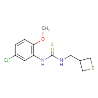 Chemical structure of 1-(5-chloro-2-methoxyphenyl)-3-[(thietan-3-yl)methyl]thiourea - CSSB21432495722