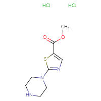 Chemical structure of methyl 2-(piperazin-1-yl)-1,3-thiazole-5-carboxylate dihydrochloride - CSSB20621793526