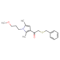 Chemical structure of 2-(benzylsulfanyl)-1-[1-(3-methoxypropyl)-2,5-dimethyl-1H-pyrrol-3-yl]ethan-1-one - CSSB00207282535
