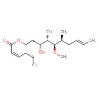 Chemical structure of (5R,6R)-5-ethyl-6-[(2R,3S,4R,5S,7E)-2-hydroxy-4-methoxy-3,5-dimethylnon-7-en-1-yl]-5,6-dihydro-2H-pyran-2-one - CSSB00161188933