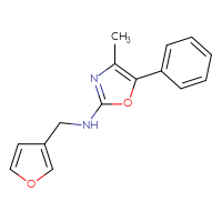 Chemical structure of N-[(furan-3-yl)methyl]-4-methyl-5-phenyl-1,3-oxazol-2-amine - CSSB15077428715