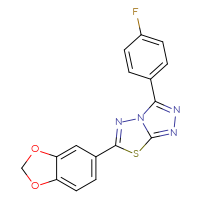 Chemical structure of 6-(2H-1,3-benzodioxol-5-yl)-3-(4-fluorophenyl)-[1,2,4]triazolo[3,4-b][1,3,4]thiadiazole - CSSB00121637629