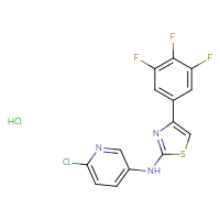 Chemical structure of 6-chloro-N-[4-(3,4,5-trifluorophenyl)-1,3-thiazol-2-yl]pyridin-3-amine hydrochloride - CSSB03549771256