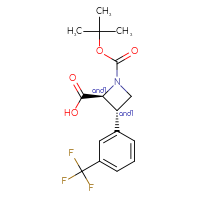 Chemical structure of rac-(2R,3R)-1-[(tert-butoxy)carbonyl]-3-[3-(trifluoromethyl)phenyl]azetidine-2-carboxylic acid - CSSB06595026535
