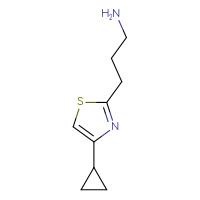Chemical structure of 3-(4-cyclopropyl-1,3-thiazol-2-yl)propan-1-amine - CSSB00011947914