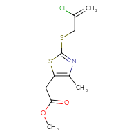 Chemical structure of methyl 2-{2-[(2-chloroprop-2-en-1-yl)sulfanyl]-4-methyl-1,3-thiazol-5-yl}acetate - CSSB01994842916