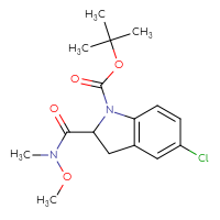 Chemical structure of tert-butyl 5-chloro-2-[methoxy(methyl)carbamoyl]-2,3-dihydro-1H-indole-1-carboxylate - CSSB21151589832