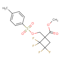 Chemical structure of methyl 2,2,3,3-tetrafluoro-1-{[(4-methylbenzenesulfonyl)oxy]methyl}cyclobutane-1-carboxylate - CSSB21246273554