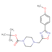 Chemical structure of tert-butyl 4-{[3-(4-methoxyphenyl)-1,2,4-oxadiazol-5-yl]methyl}piperazine-1-carboxylate - CSSB00020598768