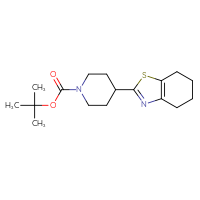 Chemical structure of tert-butyl 4-(4,5,6,7-tetrahydro-1,3-benzothiazol-2-yl)piperidine-1-carboxylate - CSSB02110192616