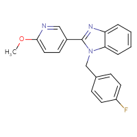 Chemical structure of 1-[(4-fluorophenyl)methyl]-2-(6-methoxypyridin-3-yl)-1H-1,3-benzodiazole - CSSB21531608883