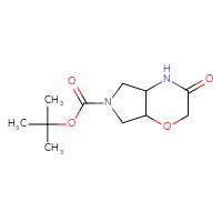 Chemical structure of tert-butyl 3-oxo-octahydropyrrolo[3,4-b][1,4]oxazine-6-carboxylate - CSSB00010476738