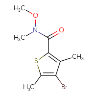 Chemical structure of 4-bromo-N-methoxy-N,3,5-trimethylthiophene-2-carboxamide - CSSB02495875161