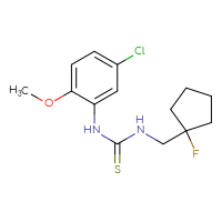 Chemical structure of 1-(5-chloro-2-methoxyphenyl)-3-[(1-fluorocyclopentyl)methyl]thiourea - CSSB01874774852