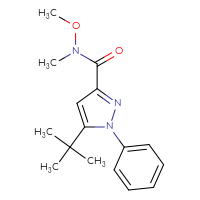 Chemical structure of 5-tert-butyl-N-methoxy-N-methyl-1-phenyl-1H-pyrazole-3-carboxamide - CSSB21224770676