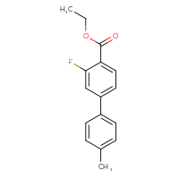Chemical structure of ethyl 3-fluoro-4'-methyl-[1,1'-biphenyl]-4-carboxylate - CSSB00103788854
