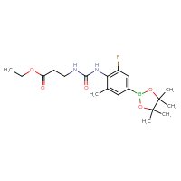 Chemical structure of ethyl 3-({[2-fluoro-6-methyl-4-(4,4,5,5-tetramethyl-1,3,2-dioxaborolan-2-yl)phenyl]carbamoyl}amino)propanoate - CSSB21332156330