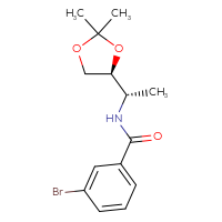 Chemical structure of 3-bromo-N-[(1S)-1-[(4S)-2,2-dimethyl-1,3-dioxolan-4-yl]ethyl]benzamide - CSSB00151473605