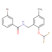 Chemical structure of 3-bromo-N-{[2-(difluoromethoxy)-5-methylphenyl]methyl}benzamide - CSSB02123232283