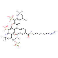 Chemical structure of 6-{4-[(6-azidohexyl)carbamoyl]-2-[methyl(2-sulfoethyl)carbamoyl]phenyl}-2,2,4,8,10,10-hexamethyl-14-sulfo-2,3,4,8,9,10-hexahydro-1H-13-oxa-1,11-diazapentacen-11-ium-12-sulfonate - CSSB14813040232