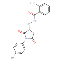 Chemical structure of N'-[1-(4-bromophenyl)-2,5-dioxopyrrolidin-3-yl]-2-methylbenzohydrazide - CSSB00121706784