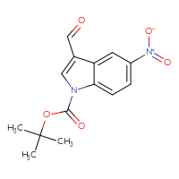 Chemical structure of tert-butyl 3-formyl-5-nitro-1H-indole-1-carboxylate - CSSB00010163186