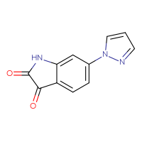 Chemical structure of 6-(1H-pyrazol-1-yl)-2,3-dihydro-1H-indole-2,3-dione - CSSB07193208104