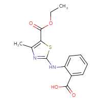 Chemical structure of 2-{[5-(ethoxycarbonyl)-4-methyl-1,3-thiazol-2-yl]amino}benzoic acid - CSSB21298174046
