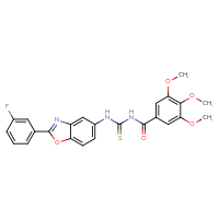 Chemical structure of 3-[2-(3-fluorophenyl)-1,3-benzoxazol-5-yl]-1-(3,4,5-trimethoxybenzoyl)thiourea - CSSB00121706405