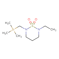 Chemical structure of 2-ethyl-6-[(trimethylsilyl)methyl]-1λ⁶,2,6-thiadiazinane-1,1-dione - CSMB03548571336