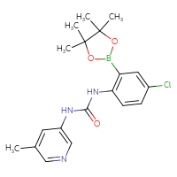 Chemical structure of 1-[4-chloro-2-(4,4,5,5-tetramethyl-1,3,2-dioxaborolan-2-yl)phenyl]-3-(5-methylpyridin-3-yl)urea - CSSB21332062827