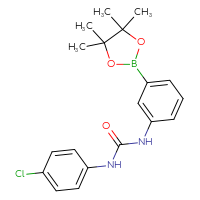 Chemical structure of 1-(4-chlorophenyl)-3-[3-(4,4,5,5-tetramethyl-1,3,2-dioxaborolan-2-yl)phenyl]urea - CSSB00020624968