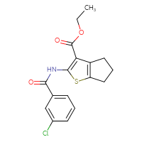 Chemical structure of ethyl 2-(3-chlorobenzamido)-4H,5H,6H-cyclopenta[b]thiophene-3-carboxylate - CSSB00121731219