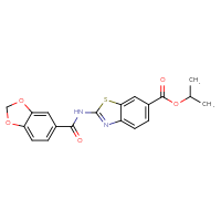 Chemical structure of propan-2-yl 2-(2H-1,3-benzodioxole-5-amido)-1,3-benzothiazole-6-carboxylate - CSSB00121599068