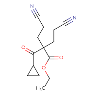 Chemical structure of ethyl 4-cyano-2-(2-cyanoethyl)-2-cyclopropanecarbonylbutanoate - CSSB00015204689