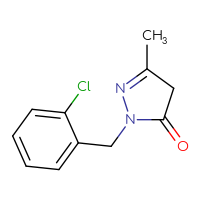 Chemical structure of 1-[(2-chlorophenyl)methyl]-3-methyl-4,5-dihydro-1H-pyrazol-5-one - CSSB00000183777