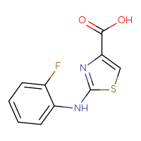 Chemical structure of 2-[(2-fluorophenyl)amino]-1,3-thiazole-4-carboxylic acid - CSSB00012362007