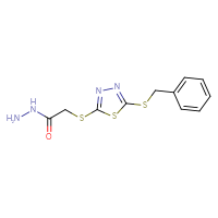 Chemical structure of 2-{[5-(benzylsulfanyl)-1,3,4-thiadiazol-2-yl]sulfanyl}acetohydrazide - CSSB00000689562