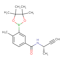 Chemical structure of N-[(2S)-but-3-yn-2-yl]-4-methyl-3-(4,4,5,5-tetramethyl-1,3,2-dioxaborolan-2-yl)benzamide - CSSB02522298922
