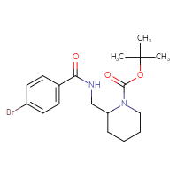 Chemical structure of tert-butyl 2-{[(4-bromophenyl)formamido]methyl}piperidine-1-carboxylate - CSSB00160501518