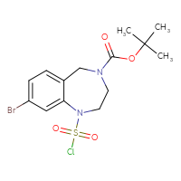Chemical structure of tert-butyl 8-bromo-1-(chlorosulfonyl)-2,3,4,5-tetrahydro-1H-1,4-benzodiazepine-4-carboxylate - CSSB15002726900