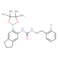Chemical structure of 1-[2-(2-chlorophenyl)ethyl]-3-[6-(4,4,5,5-tetramethyl-1,3,2-dioxaborolan-2-yl)-2,3-dihydro-1H-inden-5-yl]urea - CSSB21332114563
