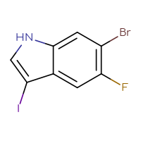 Chemical structure of 6-bromo-5-fluoro-3-iodo-1H-indole - CSSB06376167447