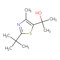Chemical structure of 2-(2-tert-butyl-4-methyl-1,3-thiazol-5-yl)propan-2-ol - CSSB00021400079