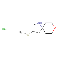 Chemical structure of 3-(methylsulfanyl)-8-oxa-1-azaspiro[4.5]decane hydrochloride - CSSS02495364790