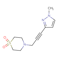 Chemical structure of 4-[3-(1-methyl-1H-pyrazol-3-yl)prop-2-yn-1-yl]-1λ⁶-thiomorpholine-1,1-dione - CSSB21298174615