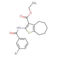 Chemical structure of ethyl 2-(3-bromobenzamido)-4H,5H,6H,7H,8H-cyclohepta[b]thiophene-3-carboxylate - CSSB00121732479